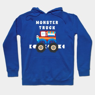 illustration of monster truck with cartoon style. Hoodie